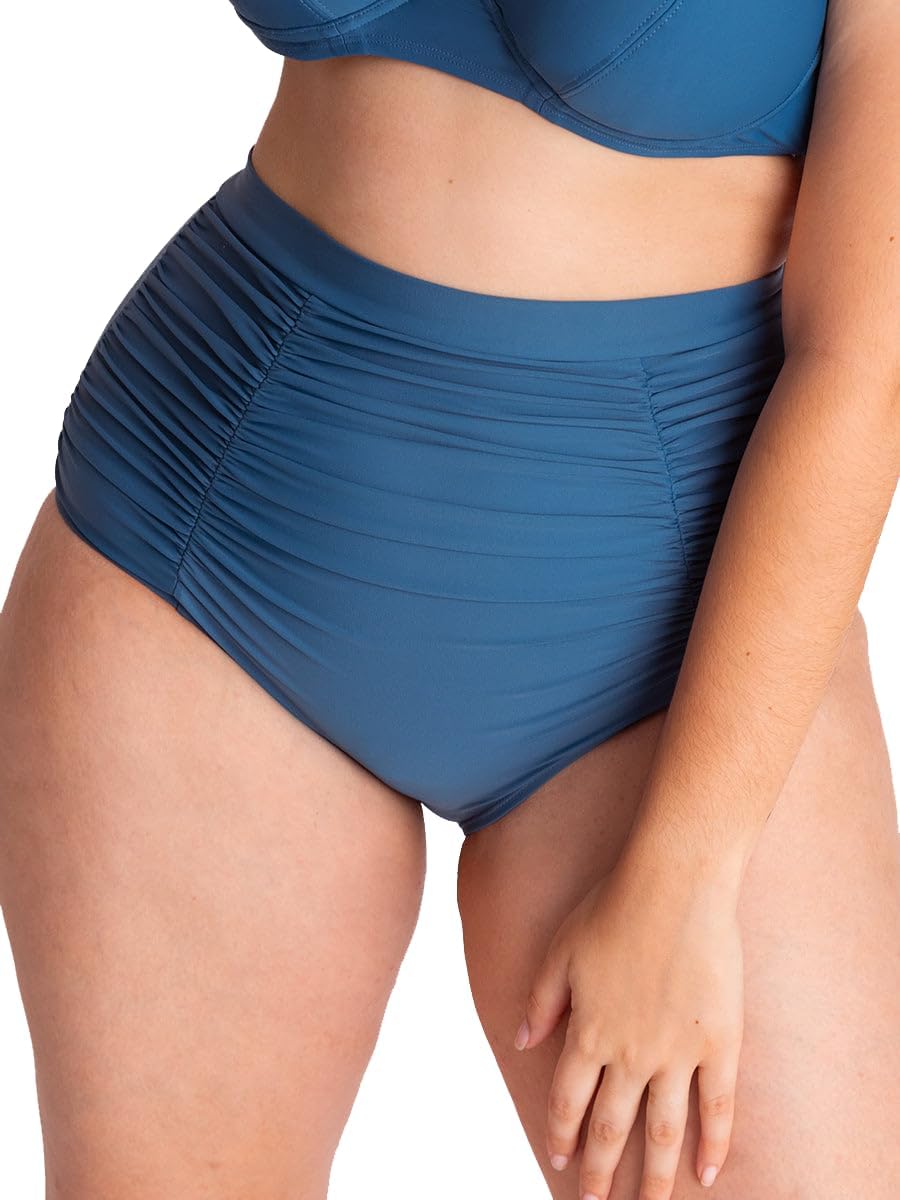 SHAPERMINT Women Ruched High Waisted Bikini Bottom Swimsuit, Tummy Control Full Coverage Swimwear