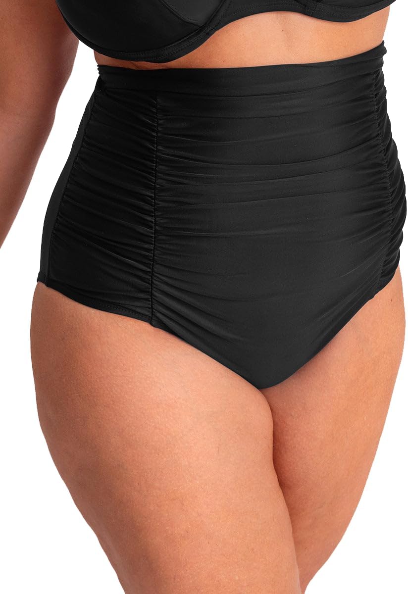 SHAPERMINT Women Ruched High Waisted Bikini Bottom Swimsuit, Tummy Control Full Coverage Swimwear