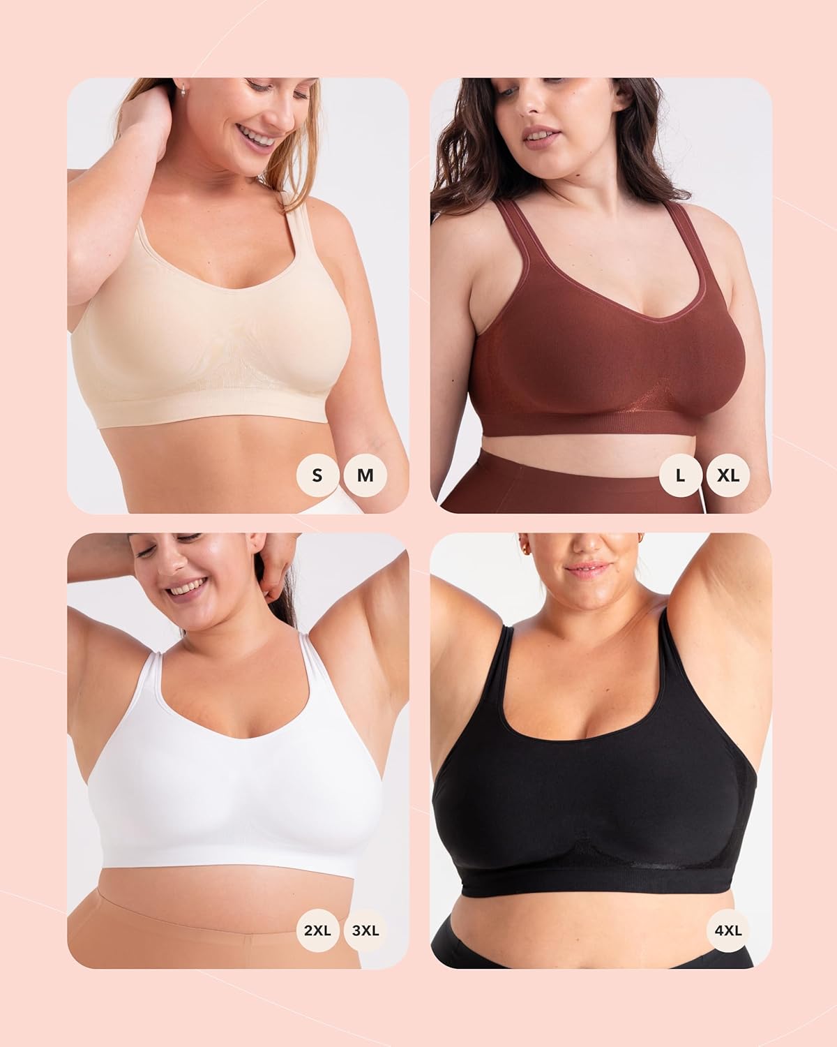 SHAPERMINT Bras for Women No Underwire - Seamless Bras for Women, Wireless Bra, Adjustable Seamless Bra, Plus Sizes