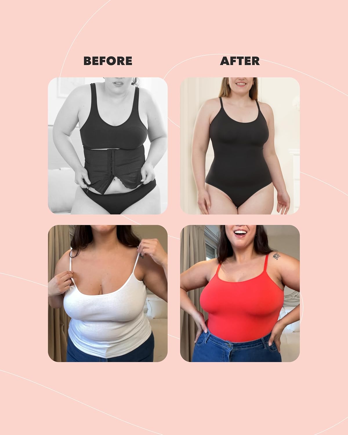 SHAPERMINT Bodysuits for Women - Body Shaper Tummy Control Bodysuit, Shapewear Bodysuits for Women, Scoop Neck Plus Size