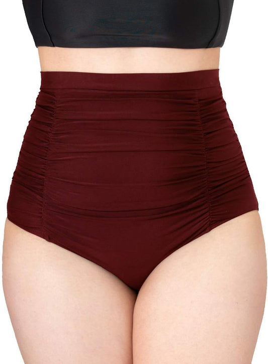 SHAPERMINT Women Ruched High Waisted Bikini Bottom Swimsuit, Tummy Control Full Coverage Swimwear