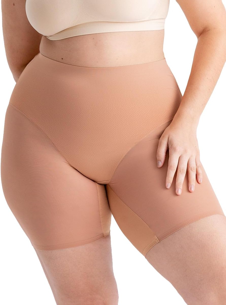 SHAPERMINT Compression Shorts - High Waisted Women Mesh Body Shaper Shorts - Under Dress Shapewear Shorts, No Chub Rub