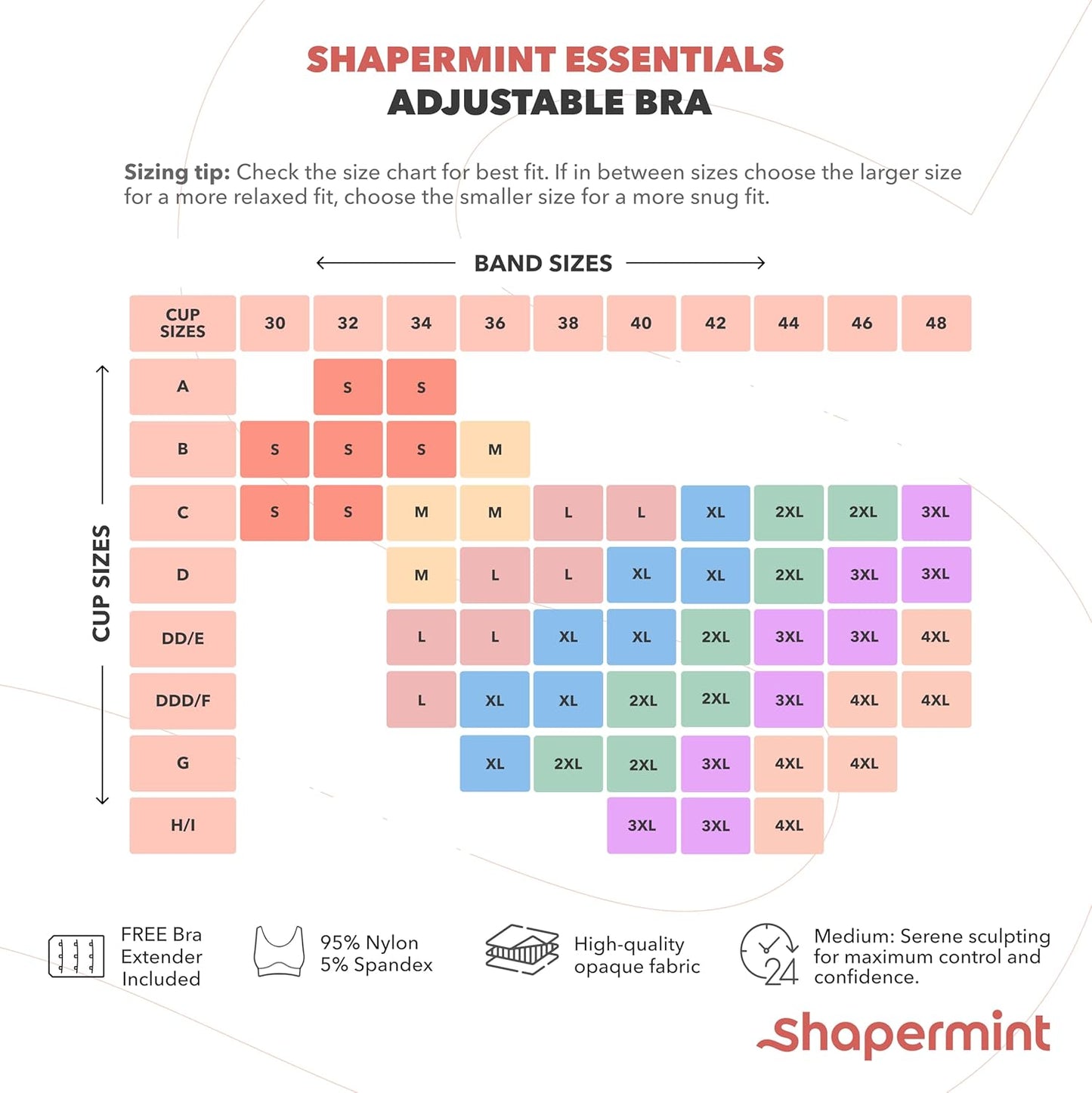 SHAPERMINT Bras for Women No Underwire - Seamless Bras for Women, Wireless Bra, Adjustable Seamless Bra, Plus Sizes