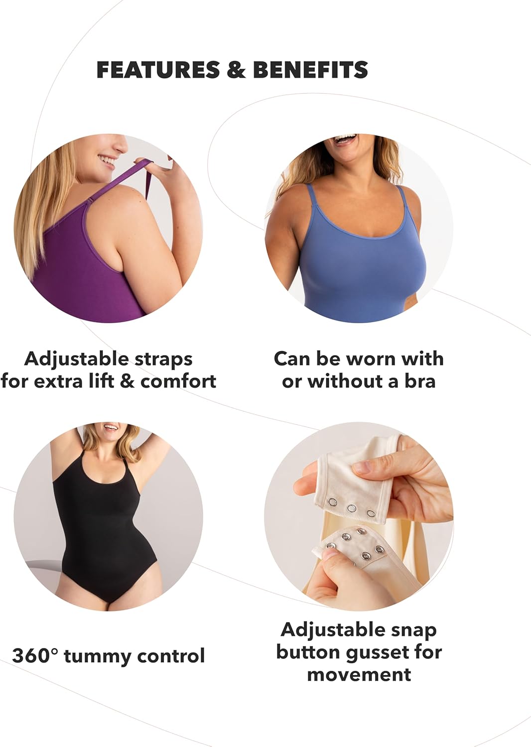 SHAPERMINT Bodysuits for Women - Body Shaper Tummy Control Bodysuit, Shapewear Bodysuits for Women, Scoop Neck Plus Size