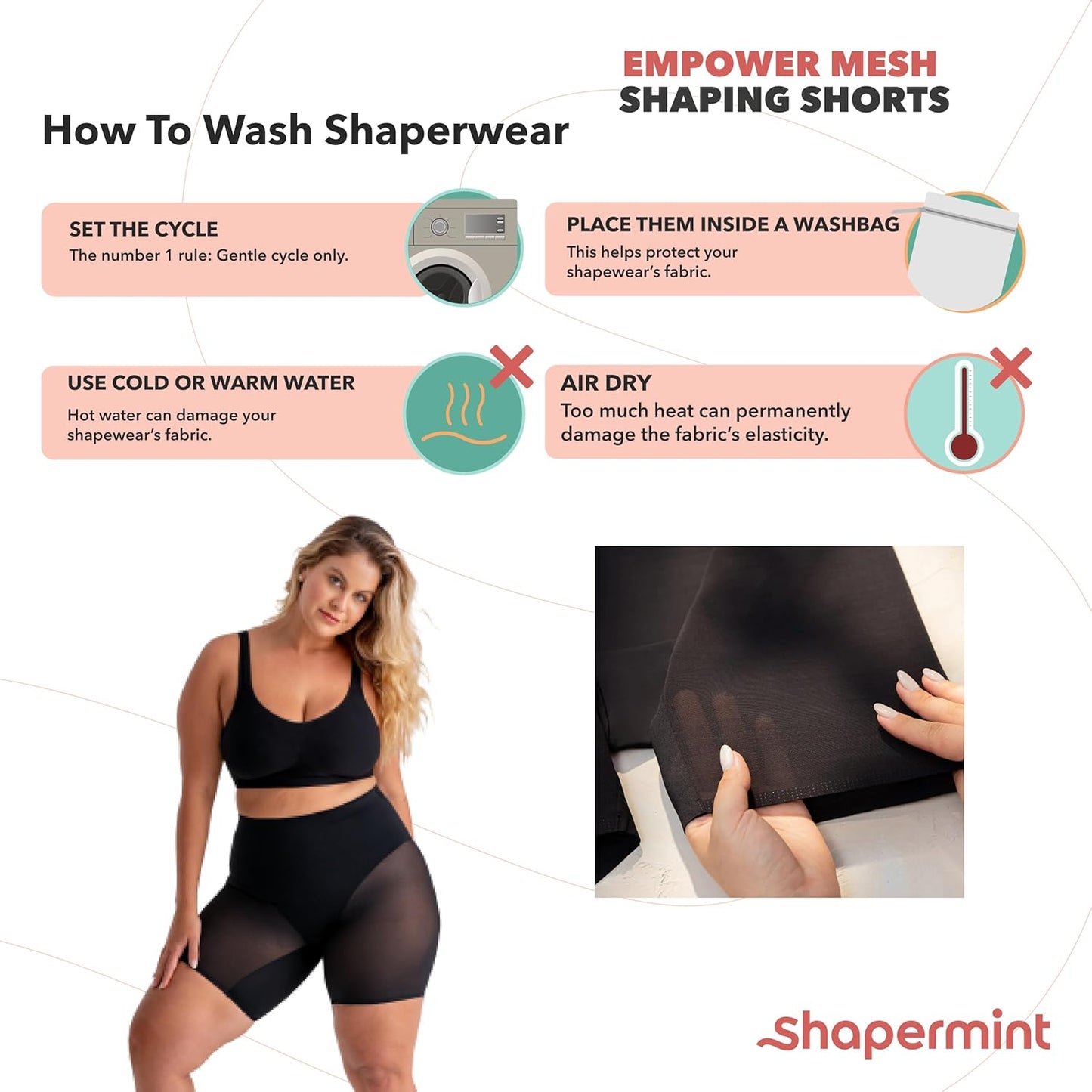 SHAPERMINT Compression Shorts - High Waisted Women Mesh Body Shaper Shorts - Under Dress Shapewear Shorts, No Chub Rub